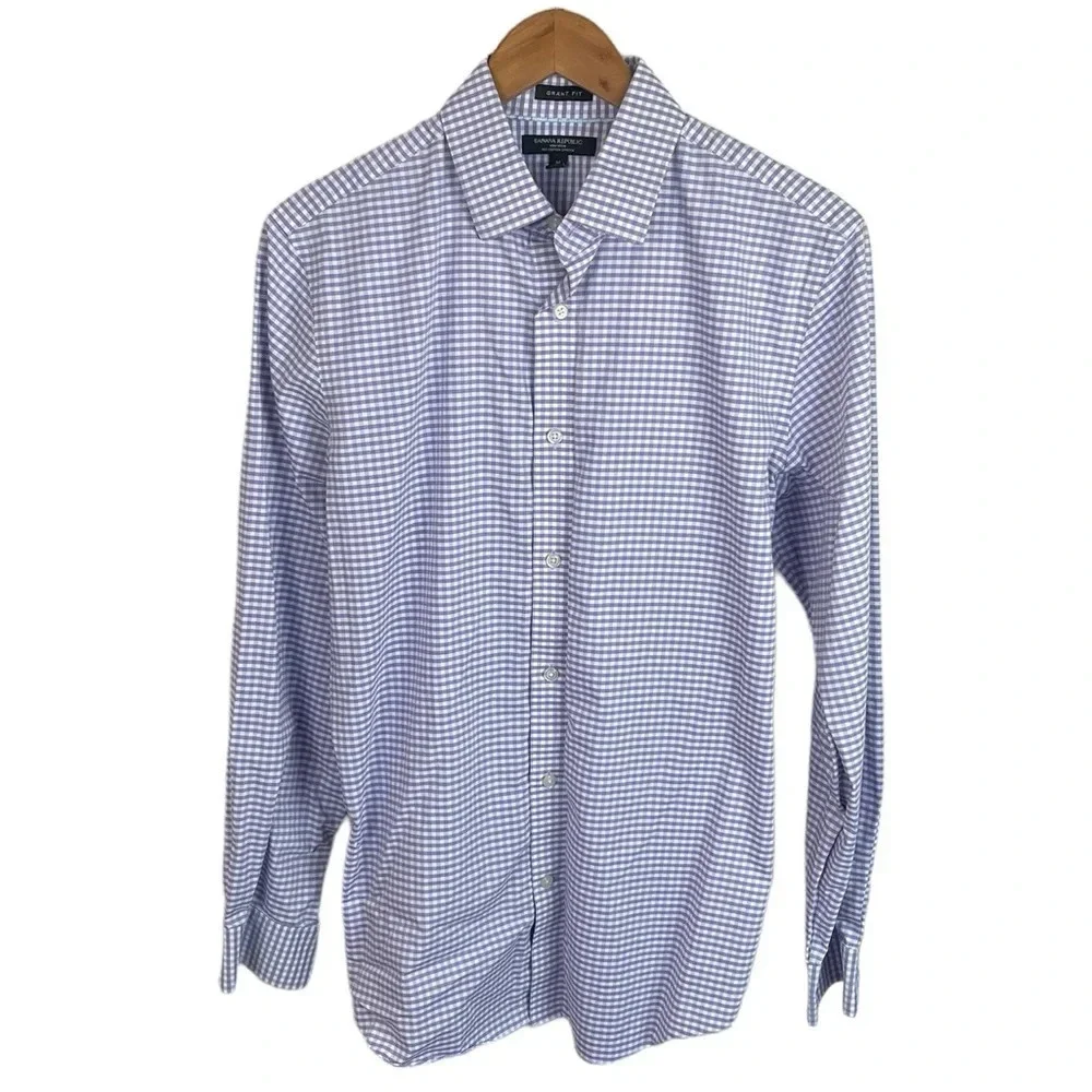 BF1343 Mens Banana Republic Non Iron Stretch GRANT Fit Button Down Shirt M